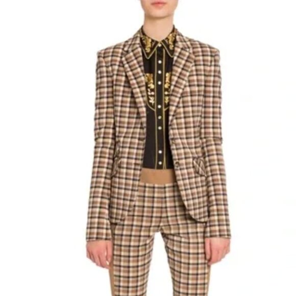PACO RABANNE Brown Check Blazer jacket Wool, Size 36 or US4 - Picture 1 of 16